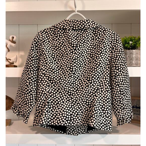 Lillie Rubin Vintage Silk Polka Dot Skirt Suit Set Sz 6 Black White Ruffle Hem - Picture 4 of 16